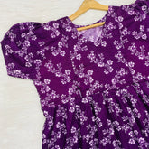 Frock Feeding Nighty, Free Size, Ankle Length, Tie-Up, Puff Sleeve Sleepwear in Softest Cotton Fabric (Bra Size 34"-38" | 50”-52″ length)
